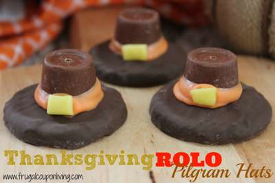 Rolo Pilgrim Hat Cookies from Frugal Coupon Living Rolo Pilgrim Hat Thanksgiving Cookies