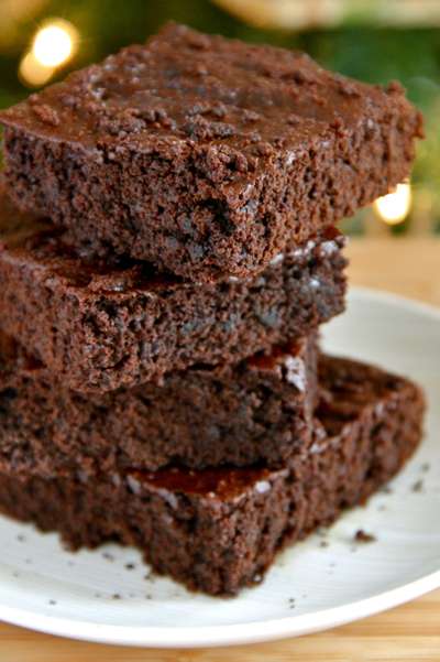 Lighter Chocolate Gingerbread Brownies from Running With Spoons