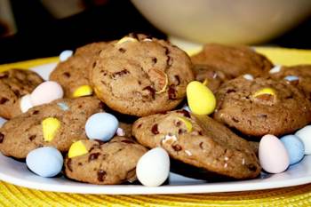 Chocolate Pudding Cookies with Cadbury Mini Eggs