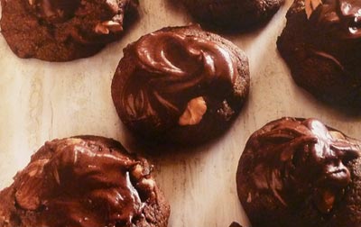 Chocolate Nut Cookies with Fudge Icing