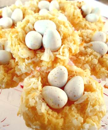 Coconut Macaroon Cookie Bird Nests