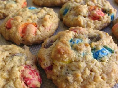 Easy Holiday Jumbos - Peanut Butter Chocolate Chip Oatmeal M&M Cookies