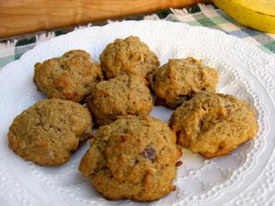 Low Fat Soft & Chewy Banana Cookies with Dates & Coconut